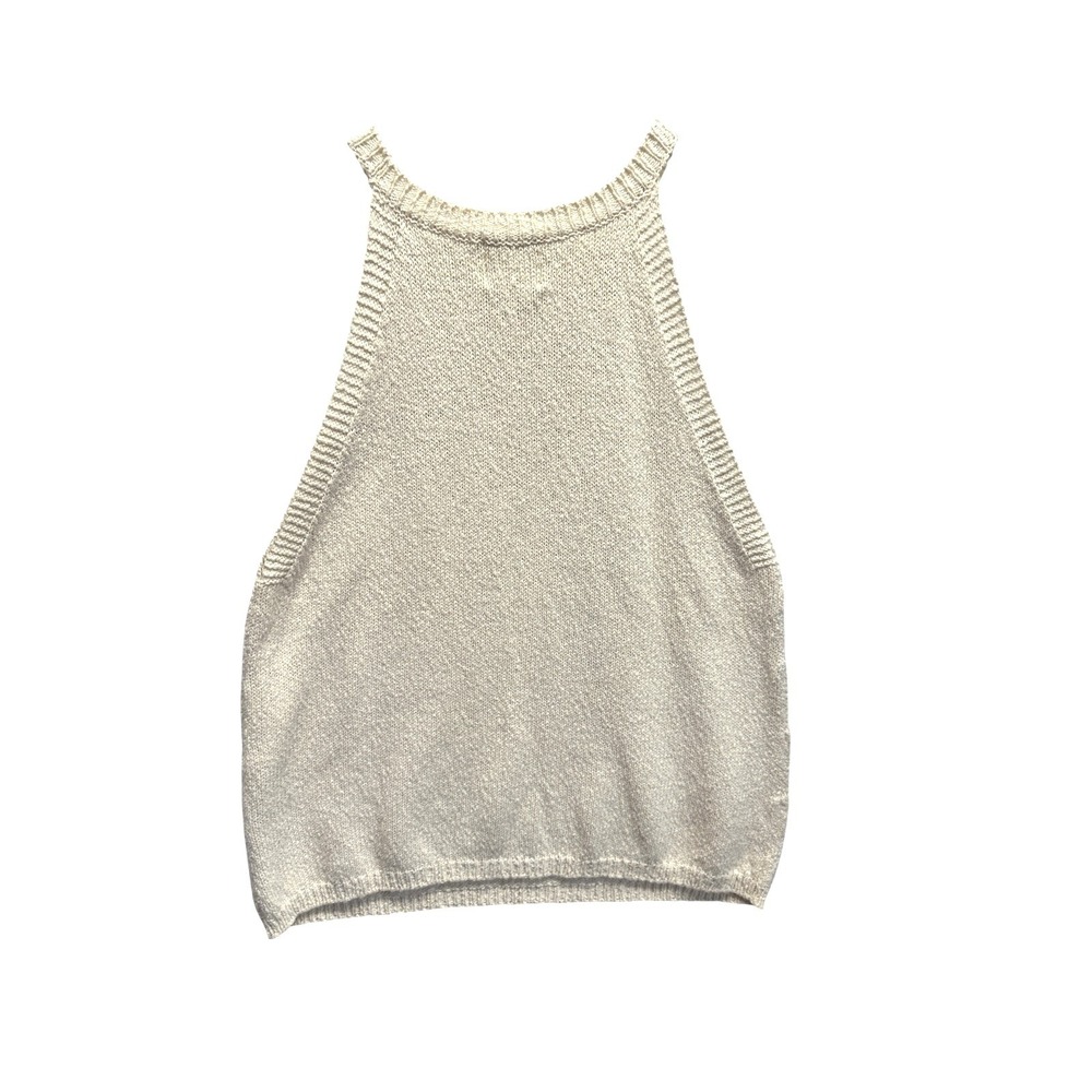 Anthropologie Maeve Ivory/Cream Sleeveless Halter Knit Sweater L Beach Loganlook - Picture 6 of 8